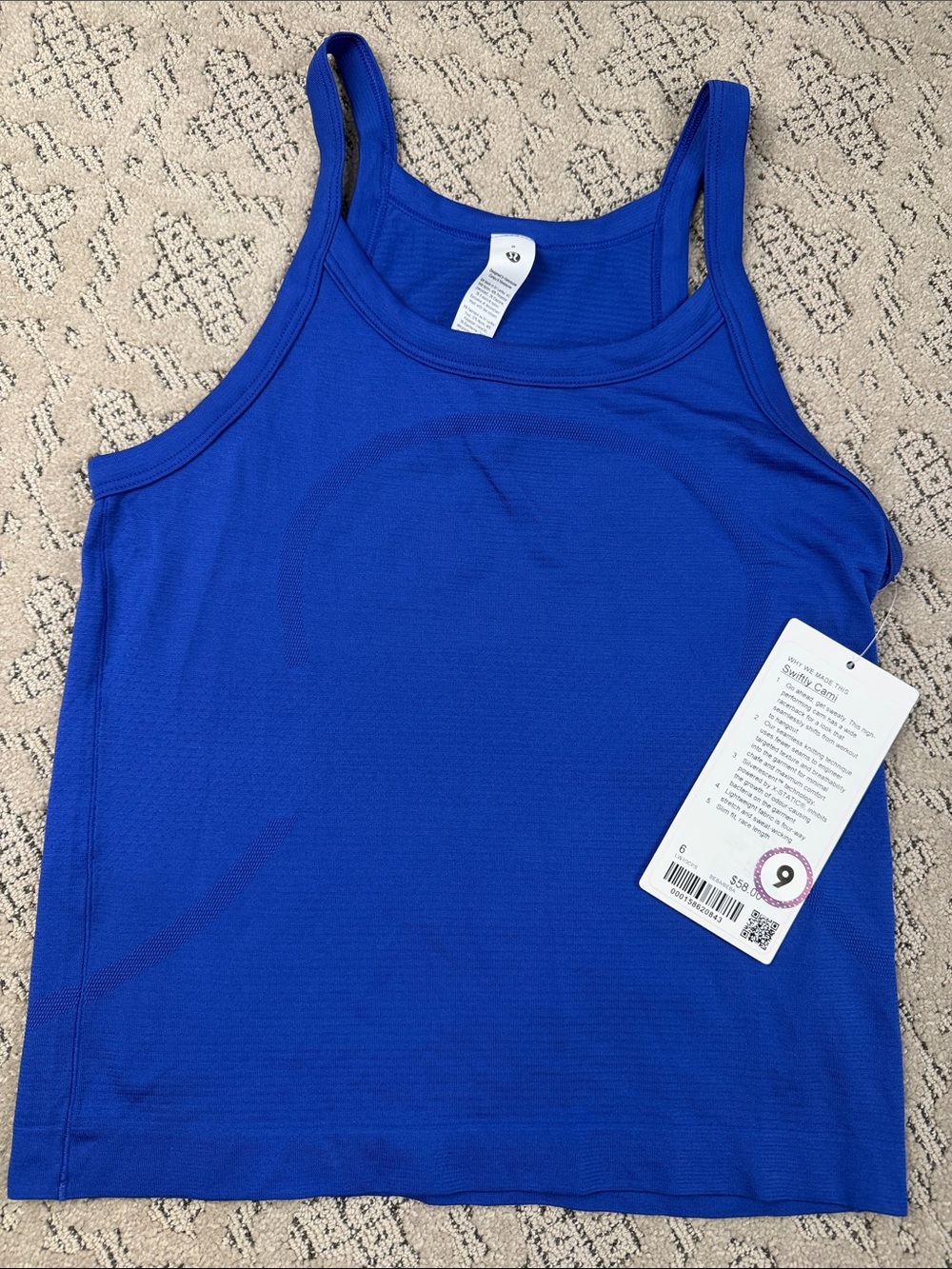 lululemon NWT SZ 6 swiftly, Cami race length beachball blue
